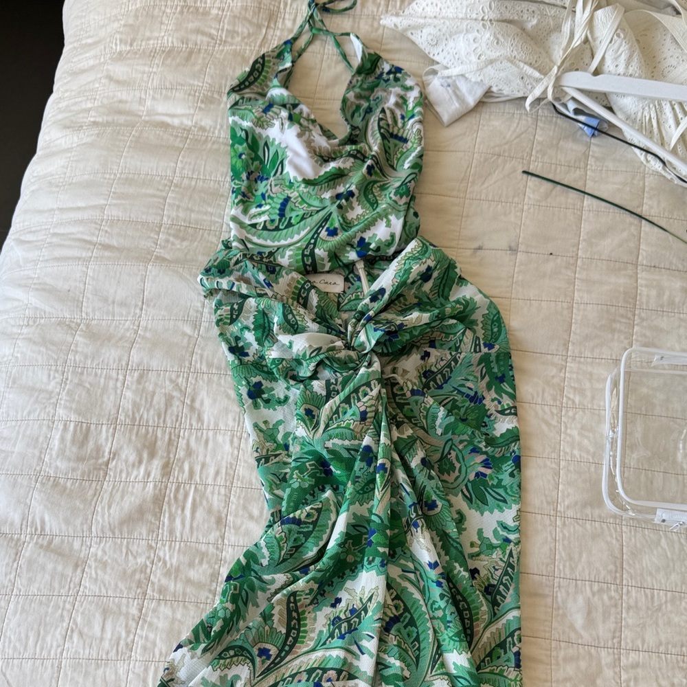 Cara Cara Green and White Backless Dress